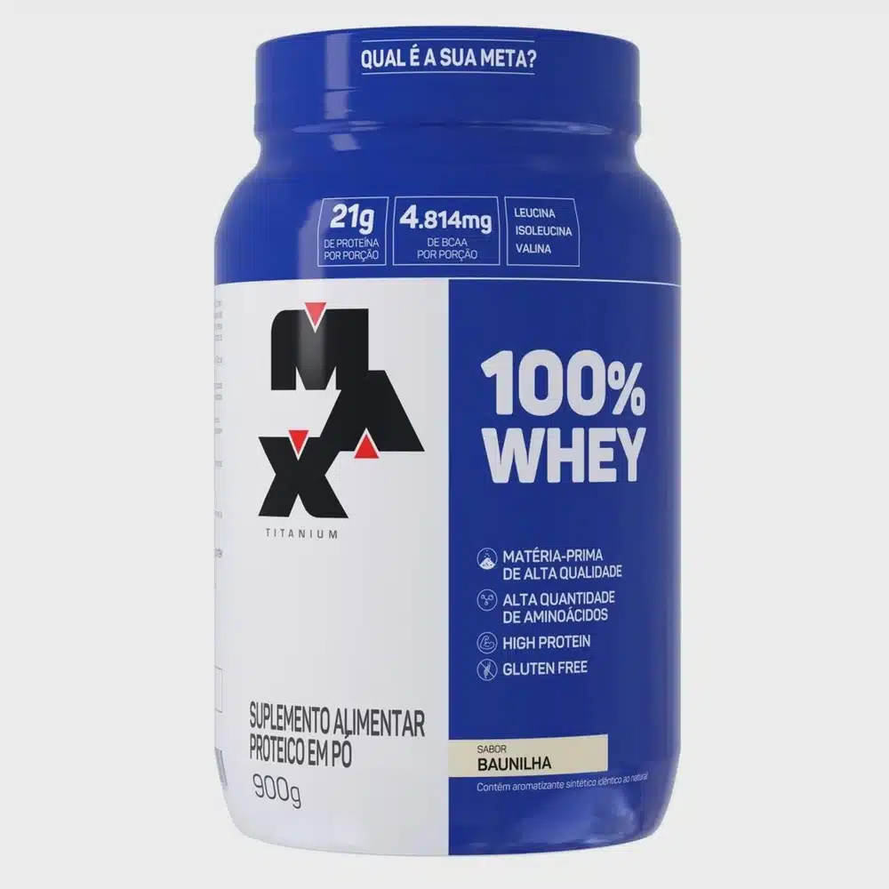100% Whey 900g Pote – Max Titanium 100% Whey 900g Pote – Max Titanium - Imagem 1