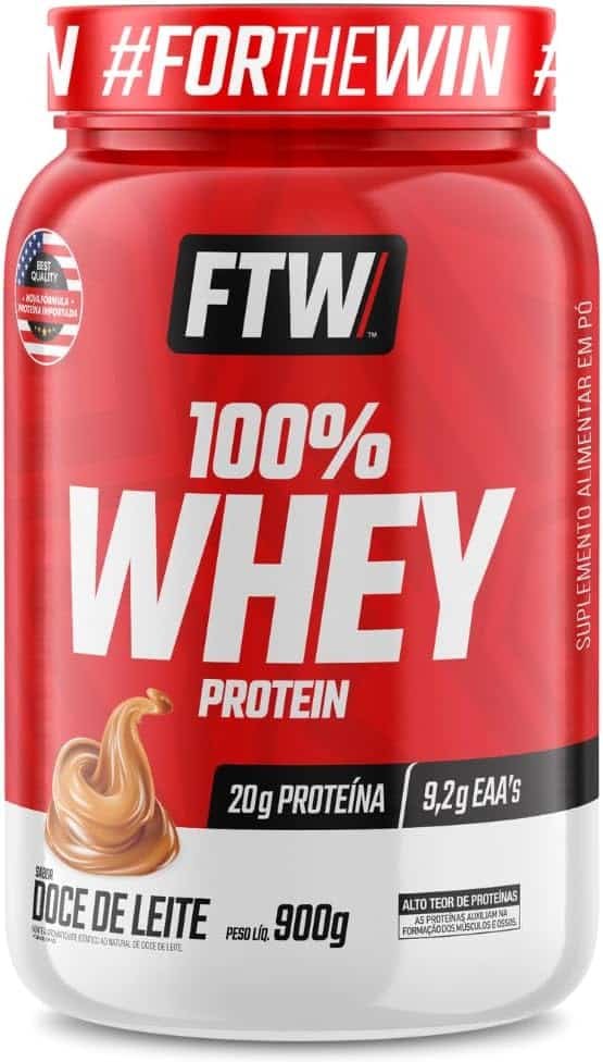 FTW 100% Whey Protein com Proteína Concentrada WPC, Suplemento Alimentar Pós-Treino em Pó com Fonte de Proteína do Soro do Leite, Alto Valor Biológico, Sem Glúten – Pote 900g (Sabor Doce de Leite) FTW 100% Whey Protein com Proteína Concentrada WPC, Suplemento Alimentar Pós-Treino em Pó com Fonte de Proteína do Soro do Leite, Alto Valor Biológico, Sem Glúten – Pote 900g (Sabor Doce de Leite) - Imagem 1