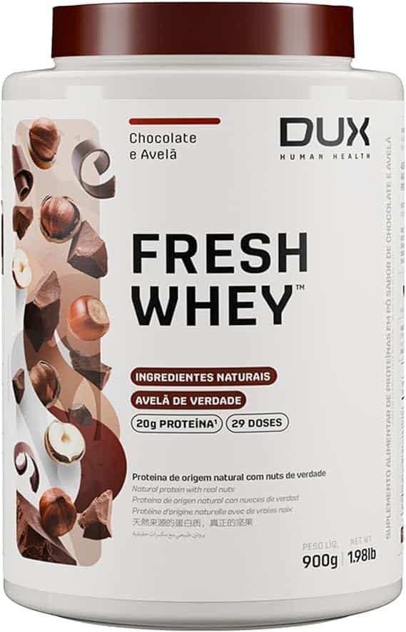 Fresh Whey Protein - Chocolate e Avelã 900g - 20g de Proteínas por Porção - Suplementos Naturais, Suplementação Treino Academia, Ganho Muscular Hipertrofia - DUX HUMAN HEALTH Fresh Whey Protein - Chocolate e Avelã 900g - 20g de Proteínas por Porção - Suplementos Naturais, Suplementação Treino Academia, Ganho Muscular Hipertrofia - DUX HUMAN HEALTH - Imagem 1